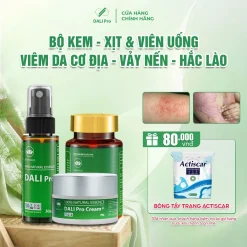 [ Combo 3 ] Món Kem Bôi Da + Xịt + Viên Uống Hỗ Trợ Viêm Da Cơ Địa, Vảy Nến, Hắc Lào, Nấm Da, Nấm Ngứa Dali Pro