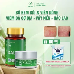 [ Combo 2 ] Kem Bôi + Viên Uống Hỗ Trợ Vảy Nến, Viêm Da Cơ Địa, Nấm Da, Hắc Lào, Lang Ben, Nấm Ngứa Dali Pro